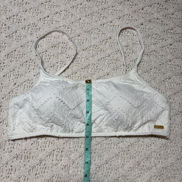 Roxy White Embroidered Bralette Bikini Top Eyelet Detail – Women’s M - Picture 4 of 6